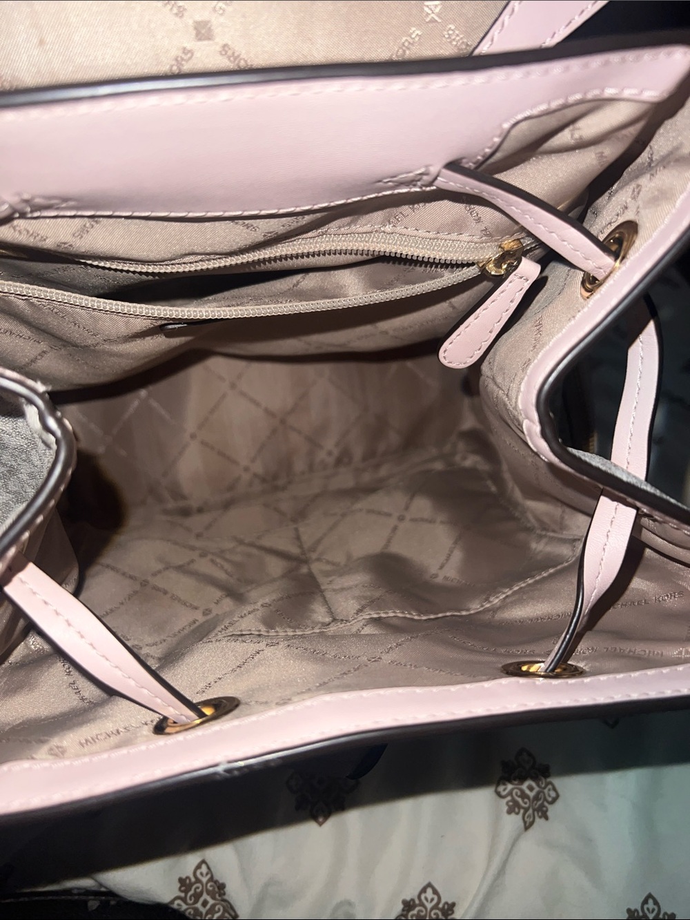 Michael Kors Light Pink and Beige MK Logo Backpack - Picture 4 of 9